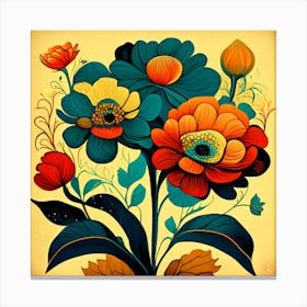 Colorful Flowers In A Vase Canvas Print