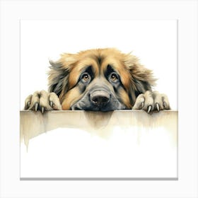 Dog Peeking Over The Wall 23 Canvas Print