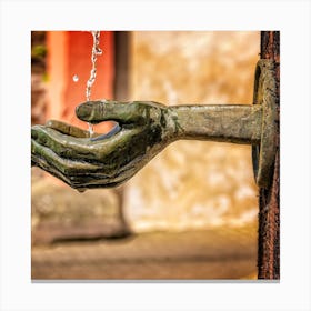 Water Fountain With Hand Canvas Print