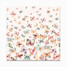 Watercolour Butterflies Gradation Rustic Square Canvas Print