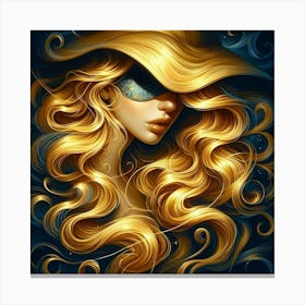 Golden Girl With Hat Canvas Print