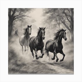 Three Horses Running Canvas Print