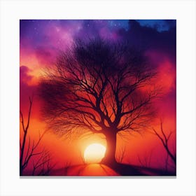 Sunset With Tree 1 Canvas Print