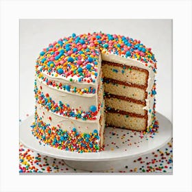 Funfetti Cake A Funfetti Cake Bursting With Colorful Sprinkles Inside And Out With A Rich Buttercrea 2456036478 Canvas Print