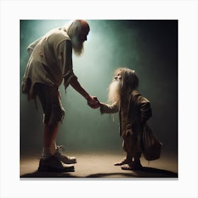 Old Man And Young Boy Canvas Print