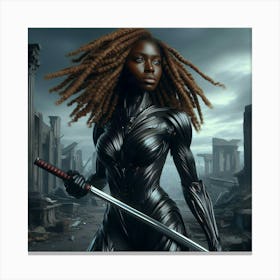 Black Futuristic Warrior Woman-6 Canvas Print