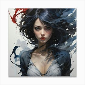 Girl With Black Hair 5 Canvas Print