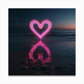 Default Text Pablo Y Emy Two Luminous Neon Hearts On The Seas 1 Canvas Print