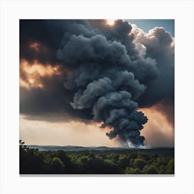 Smoke Billowing From A Forest Canvas Print