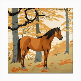 Horse In Autumn Canvas Print