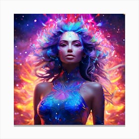 Psychedelic Girl With Colorful Hair Canvas Print