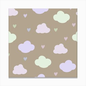 Clouds and hearts Canvas Print
