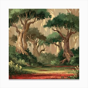 Tranquil Forest Reverie Twisted Trees And Rustling Leaves (2) Canvas Print