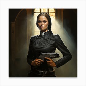 Nun with a gun 2 Canvas Print