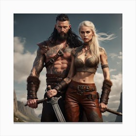 Viking Couple Canvas Print