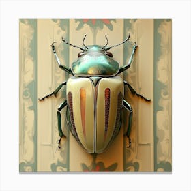 Beetle on retro wallpaper Canvas Print