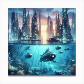 Futuristic Underwater City Canvas Print