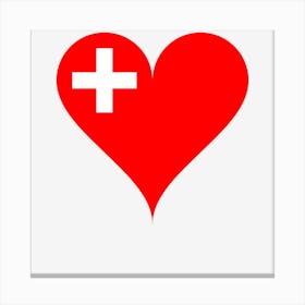 Love Flag National Flag Switzerland Heart Cross Canvas Print