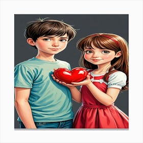 Couple Holding A Heart Canvas Print