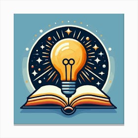 Books With Bulb Idea Design Glowing Bulb On Book Ideas (3) Canvas Print