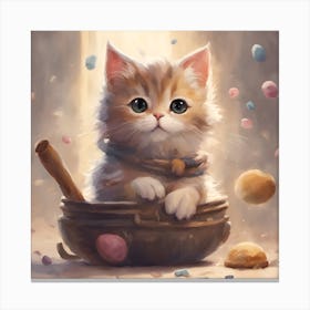 Cute Kitten In A Bowl Canvas Print
