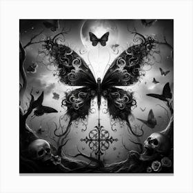 Butterfly With Skulls Canvas Print