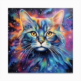 AI Luminescent Catnap: Surreal Cosmic Reverie  Canvas Print