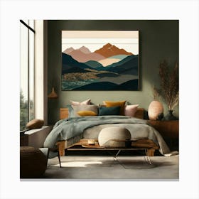 Boho Art Minimalist Landscape Mountains (15) Canvas Print