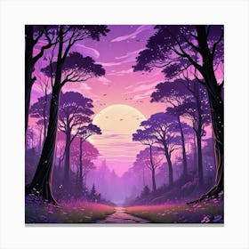 Forest Sunset In Road Art Print (1) Canvas Print