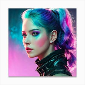 Girl With Colorful Hair 2 Canvas Print