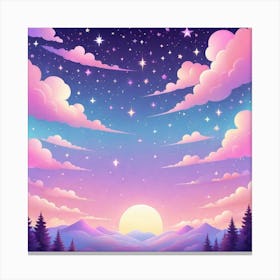 Sky With Twinkling Stars In Pastel Colors Square Composition 310 Canvas Print