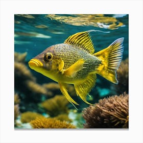 Yellow Fish Swimming In The Sea Canvas Print