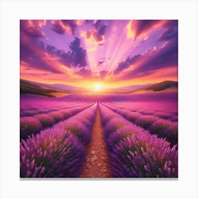 Lavender Field At Sunset 1 Canvas Print