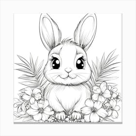 Easter Bunny Coloring Page Canvas Print