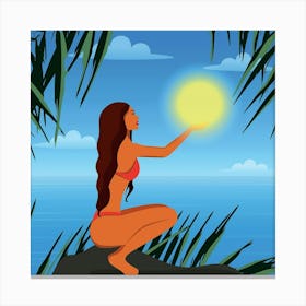 Girl With A Sun Canvas Print