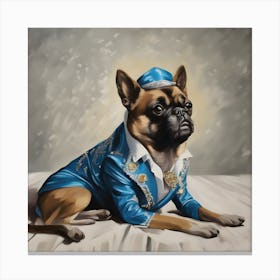 French Bulldog In An Elvis Blue Suit Canvas Print