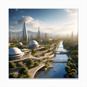 Futuristic Cityscape 153 Canvas Print