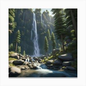 Waterfall In The Forest 8 Canvas Print