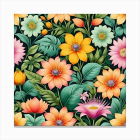 Floral Seamless Pattern 1 Canvas Print