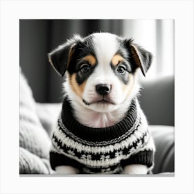 Puppy In Sweater Canvas Print