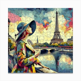 Abstract Puzzle Art French woman in Paris 9 Canvas Print