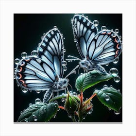 Two Butterflies With Water Droplets Canvas Print