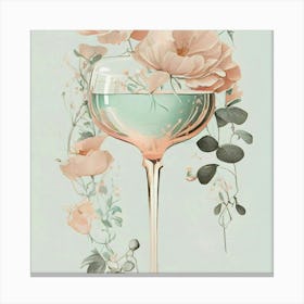 Pink Roses In A Glass Canvas Print