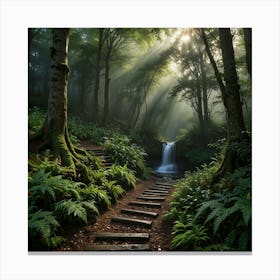 Waterfall In The Forest 89 Canvas Print