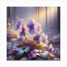 Pansies In The Forest Canvas Print