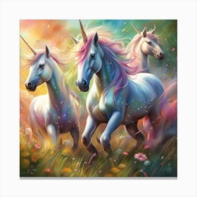 Unicorns In The Field Canvas Print