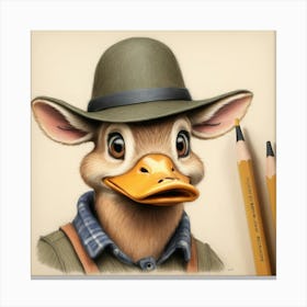 Duck In A Hat 12 Canvas Print