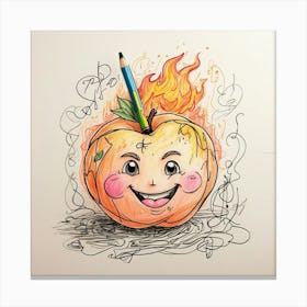 Orange With A Pencil Canvas Print