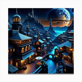 Fantasy City At Night 11 Canvas Print