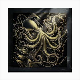 Mystic Depths Octopus In Black & Gold (3) Canvas Print